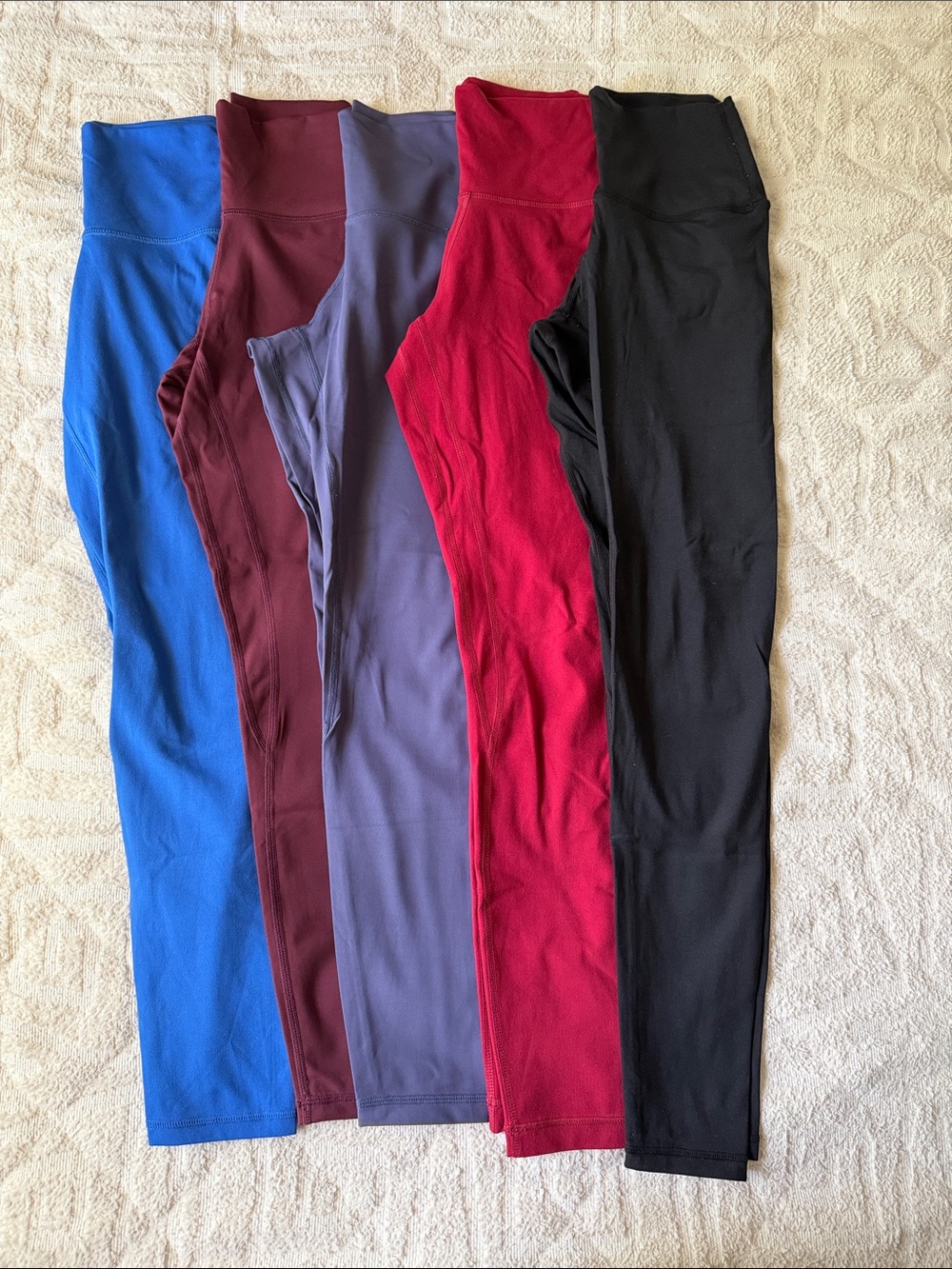 Everyday High-Waist Leggings - Blue, Burgundy, Lavender, Red, Black